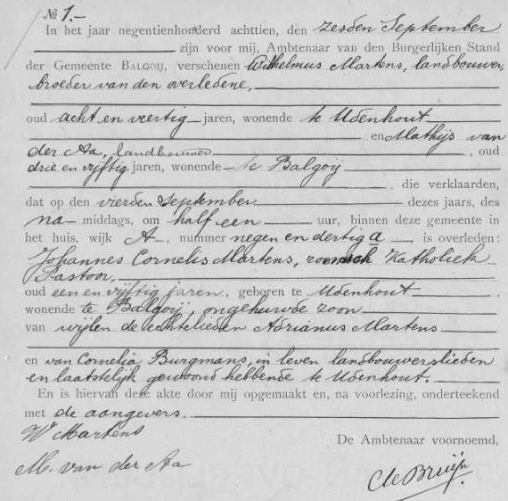overlijdensakte Martens